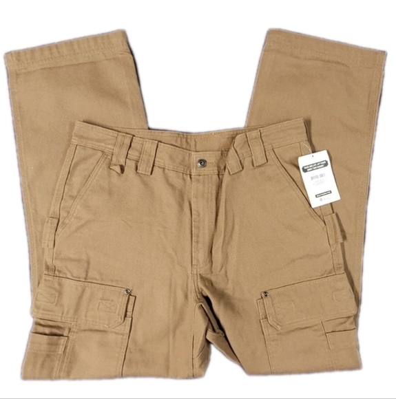 Duluth Trading Cargo Work Pants Men’s 36x34 Tan Flex Fire Hose Relax Fit New - Picture 1 of 4